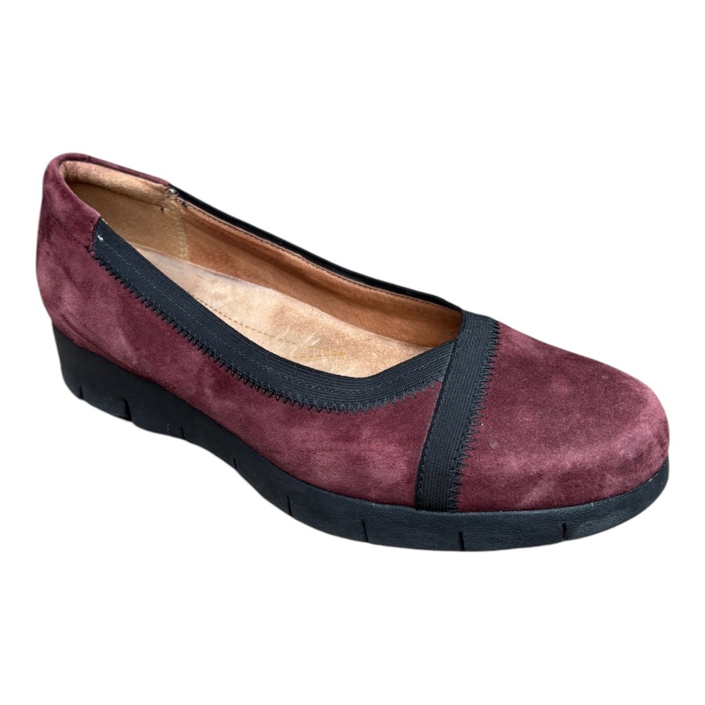 Clarks Women’s 8 Daelyn Hill Burgundy Artisan Slip On Leather Wedge Loafers
